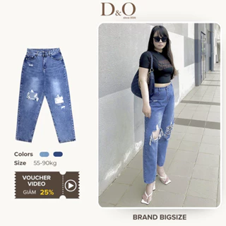 Quần Baggy Jean Nữ Bigsize 55-88kg Dáng Dài Quần Baggy Rách Thời Trang 3117/ 3118 Lưng Siêu Cao Đứng Form Không Giãn