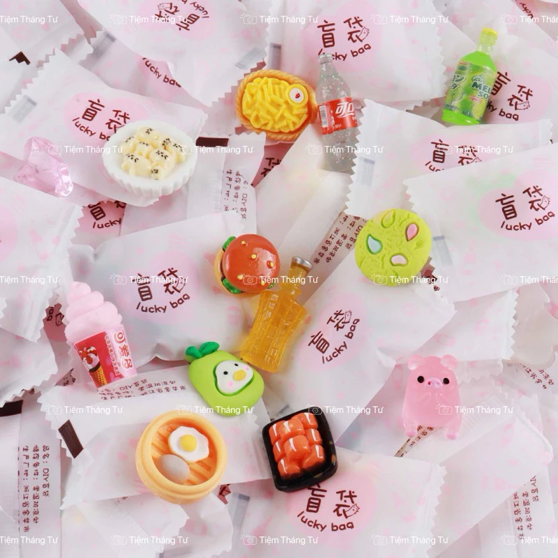 Túi Mù Charm Blind Box, Chai Nước, Đồ Ăn, Hoạt Hình Dễ Thương