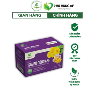 Trà bồ công anh hữu cơ, dạng túi lọc, lợi sữa, giảm mụn, thanh nhiệt cơ thể, trà thảo dược Phú Hưng