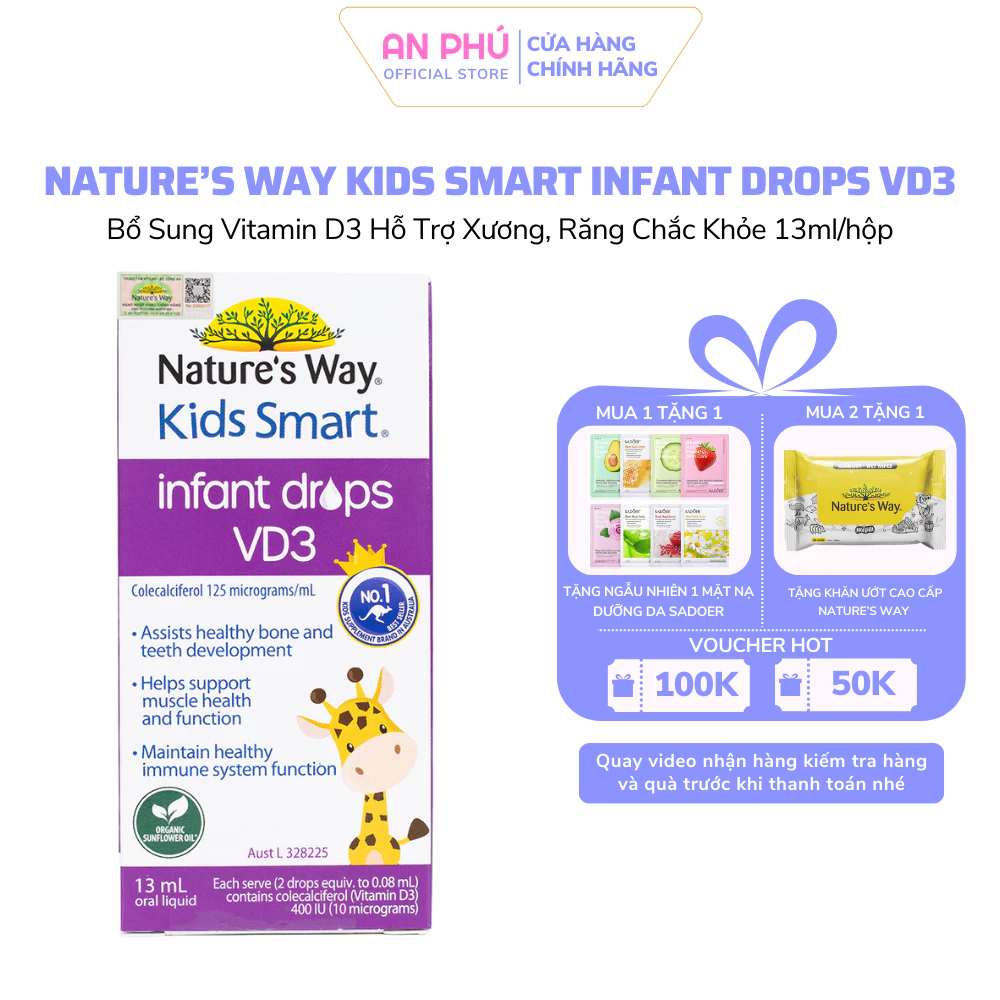 Siro Uống Nature's Way Kids Smart Infant Drops VD3 Bổ Sung Vitamin D Cho Bé 13ml