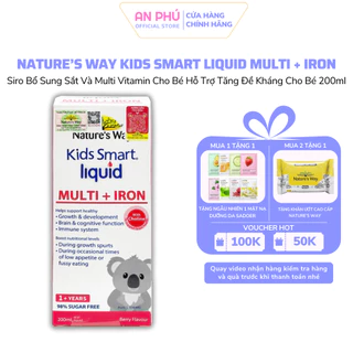 Siro Bổ Sung Sắt Và Multi Vitamin Cho Bé Nature's Way Kids Smart Liquid Multi + Iron Hỗ Trợ Tăng Đề Kháng Cho Bé 200ml