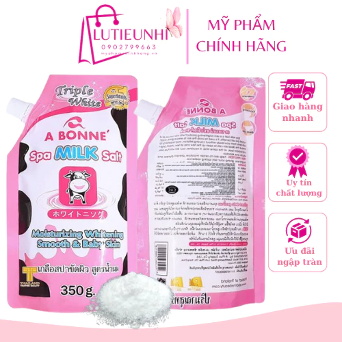 Tẩy Tế Bào Da Chết Body Cơ Thể A Bonne Trắng Sáng Mềm Da Dưỡng Ẩm Spa Milk Salt Thái Lan 350gr
