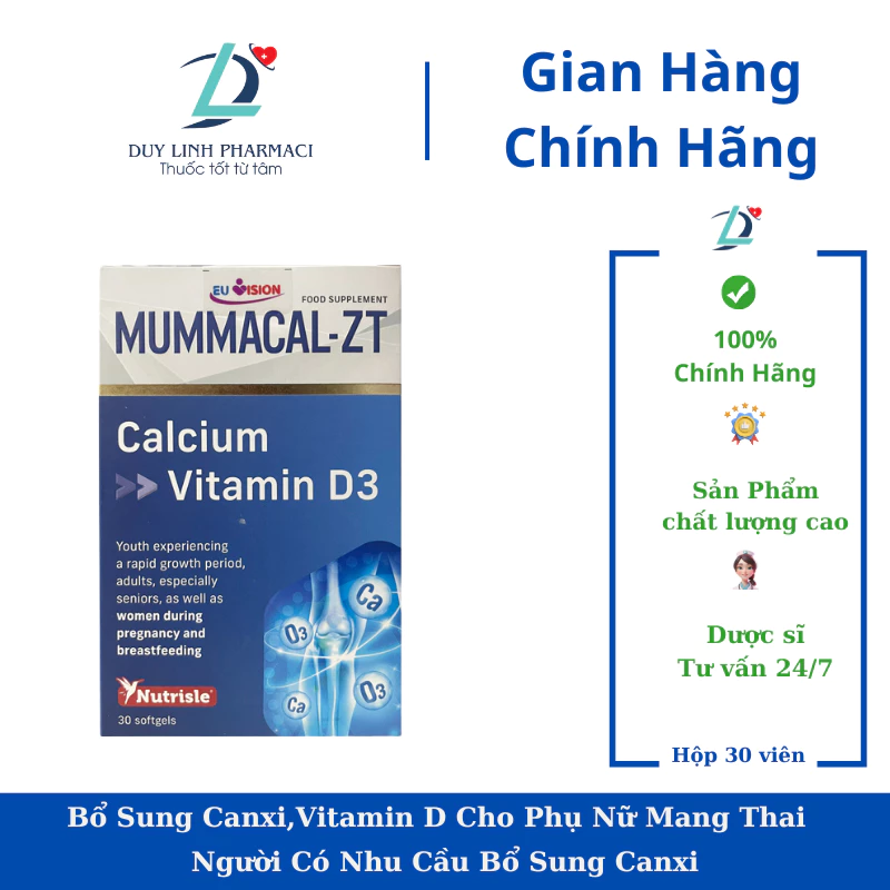 MummaCal-ZT - Bổ sung Canxi, Vitamin D3, tăng hấp thu Canxi, giúp xương chắc khỏe hộp 30 viên [CHÍNH HÃNG ]