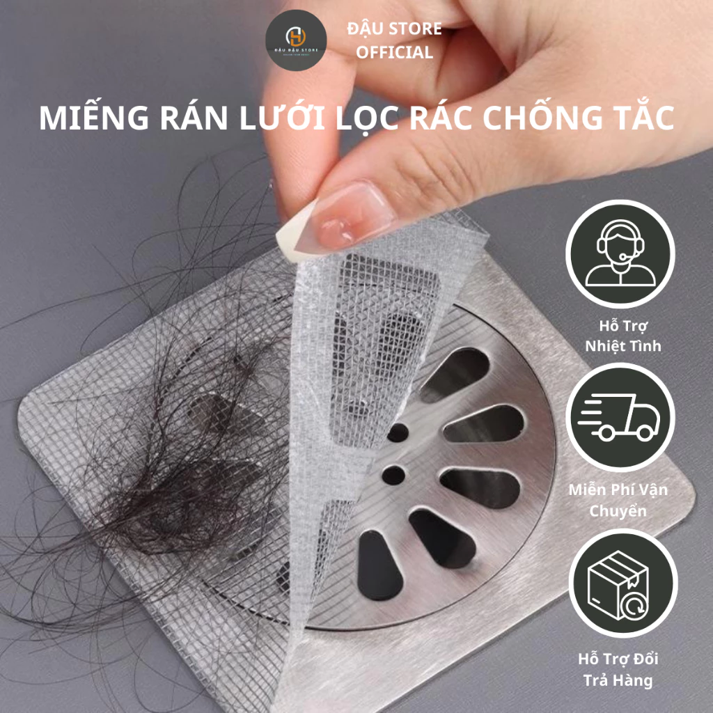 Lưới Lọc Rác Chống Tắc Nghẽn Cống, Miếng Dán Chặn Rác Cống Thoát Sàn Nhà Tắm Bồn Rửa Chống Công Trùng Đa Năng