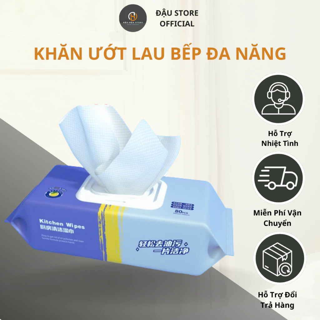 Khăn Ướt Lau Bếp Cỡ Lớn Siêu Dai An Toàn Cho Da Tay Lau Sạch Vết Dầu Mỡ Khử Mùi Nhanh Chóng Hiệu Quả