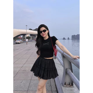 ( Ảnh thật ) 246 áo croptop đính đá nơ