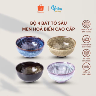 Bát Tô Sâu 4 Màu Và 3 Size Men Hỏa biến cao cấp - Bát Tô Cup Có 4 Màu và 3 size - Bát Tô Kiểu Nhật - Gốm sứ Bát Tràng