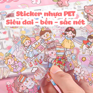 Nhãn dán Sticker cute trang trí sổ tay, ốp điện thoại, bình nước,... cô gái dễ thương