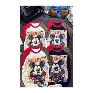 ÁO PHÔNG MICKEY CHỐNG TAY PHỐI MÀU (A30)