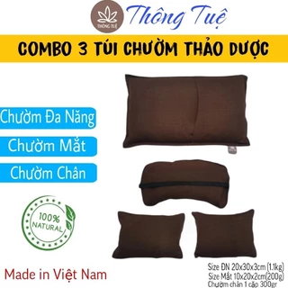 Combo 3 TÚI CHƯỜM THẢO DƯỢC (chườm chân+túi mắt+túi đa năng) Thông Tuệ - Thư giãn giảm đau mỏi