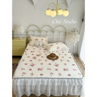 Chiếu Điều Hoà Cao Su Non Bo Chun Latex 6D Phối Voan Bèo Xinh Xắn - Mềm Mại Bedding