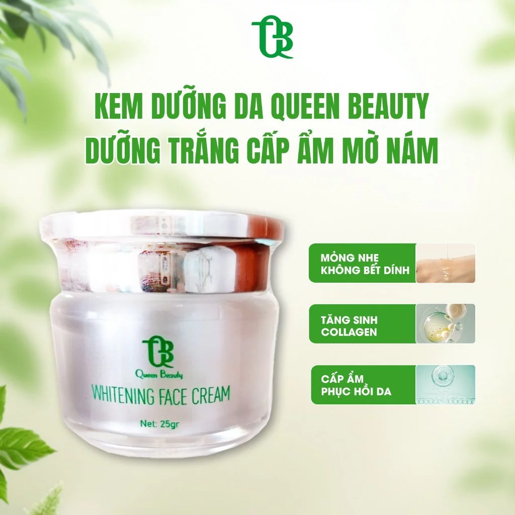 Kem dưỡng da Queen Beauty mỏng nhẹ dưỡng trắng cấp ẩm mờ nám giảm mụn