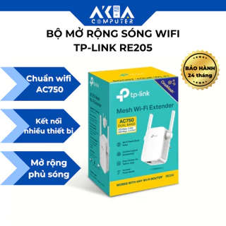 Bộ mở rộng sóng Wifi TP-Link RE205 băng tần kép chuẩn AC 750Mbps, tăng độ phủ sóng wifi