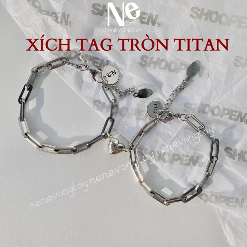 [CÓ SẴN] VÒNG ĐÔI khắc tên Tag TRÒN unisex không gỉ (TẶNG kèm nam châm)