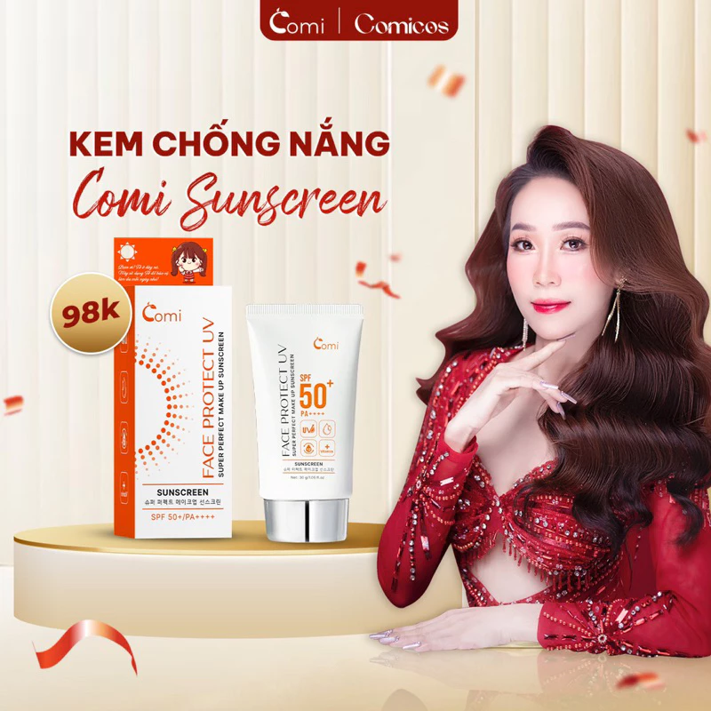 KEM CHỐNG NẮNG COMI bảo vệ da khỏi tia UVA UVB, nâng tone nhẹ và dưỡng ẩm cho da