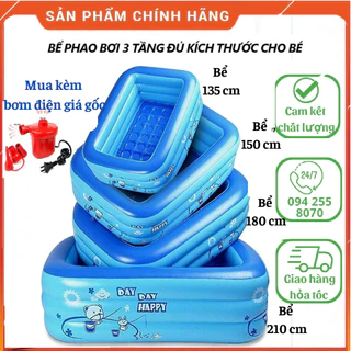 Bể bơi trong nhà, phao bơi cho bé chống trơn trượt dày dặn bền đẹp an toàn 3 tầng