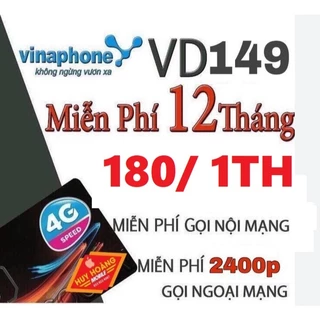 (Có ESIM) SIM VINAPHONE  VD149  -  Free 12 THÁNG không cần nạp tiền 6Gb/ngày 200p gọi  liên mạng