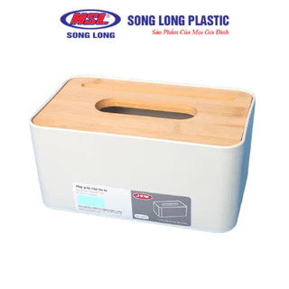 Hộp Đựng Giấy Ăn Bằng Nhựa Nắp Tre Song Long Plastic Thiết Kế Đơn Giản Đa Năng Nhiều Kích Thước