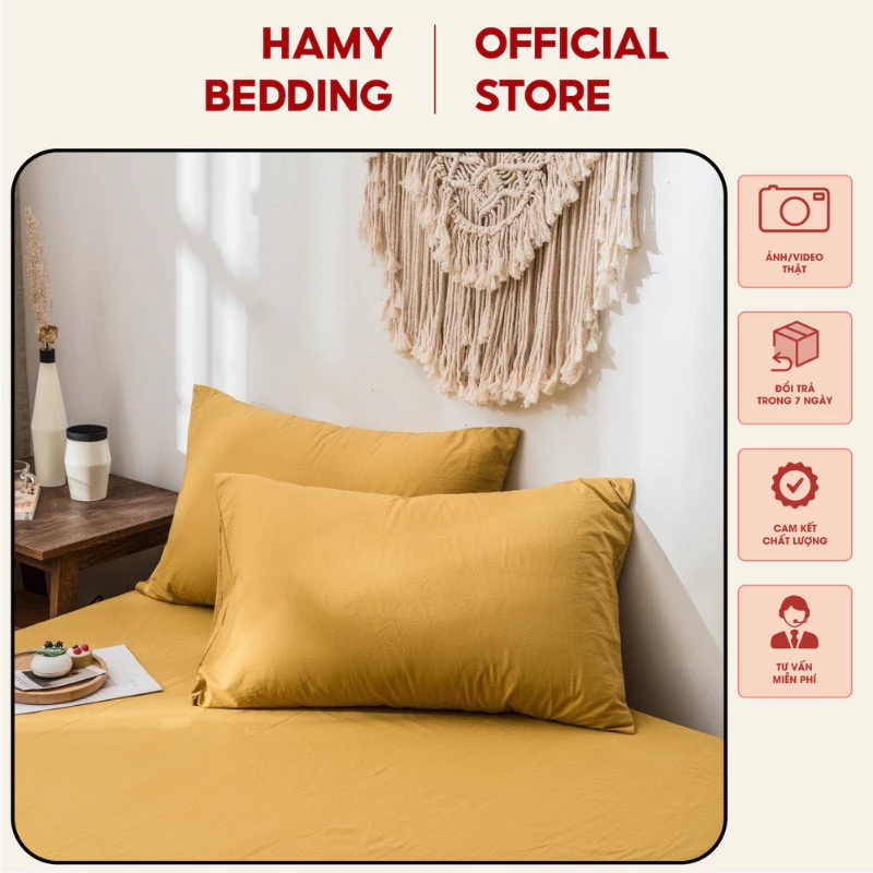 Vỏ Gối Nằm Chất Cotton Tici Dáng Trơn Thấm Hút Dáng Hàn Quốc 40x60cm