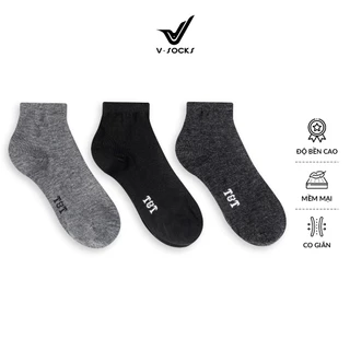 [Set 5 Đôi] Tất Vớ Nam Cổ Trung Màu Trơn V SOCKS Chất Liệu Cotton Tự Nhiên Dày Dặn Êm Chân Xả Kho Đón Tết - No01