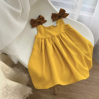 Tom&Chelsea - Váy đầm bé gái (8-33kg / 1-8 tuổi) Váy babydoll nơ vai xinh, vải linen thô mát mùa hè cho bé