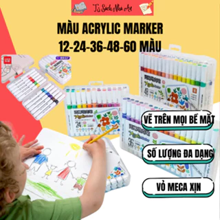 Bộ màu Acrylic Marker vẽ trên mọi chất liệu 12/24/36/48/60 màu tăng 50% màu