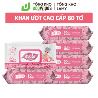 TỔNG KHO_Khăn ướt cho bé cao cấp hương dịu nhẹ Ecobi không cồn không paraben an toàn cho da nhạy cảm