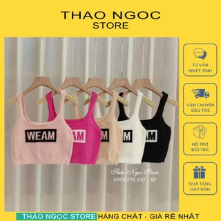 Áo len lông 2 dây croptop chữ, áo len cổ yếm hàng nhập QC! (có sẵn, hình thật) THẢO NGỌC STORE