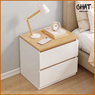 Tủ đầu giường 2 ngăn, tab đầu giường mini chất liệu gỗ mdf có ngăn kéo tiện lợi Chat Decor