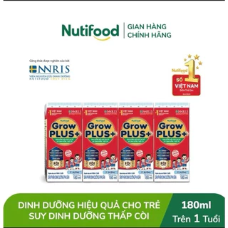 Thùng 48 Hộp Sữa Pha Sẵn Growplus Đỏ SDD Nuti Có Đường Và  Ít Đường 180ml