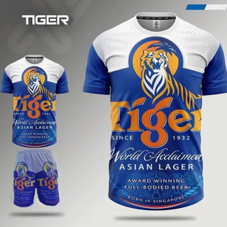 Đồ Bộ nam BIA TIGER XANH chất thun lạnh cao cấp gồm áo thun phông nam và quần đùi short có túi tập gym thể thao