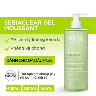 Sữa rửa mặt cho da dầu mụn SVR 400ml không chứa xà phòng, làm sạch sâu, ngừa mụn hiệu quả không gây khô da (diep201)