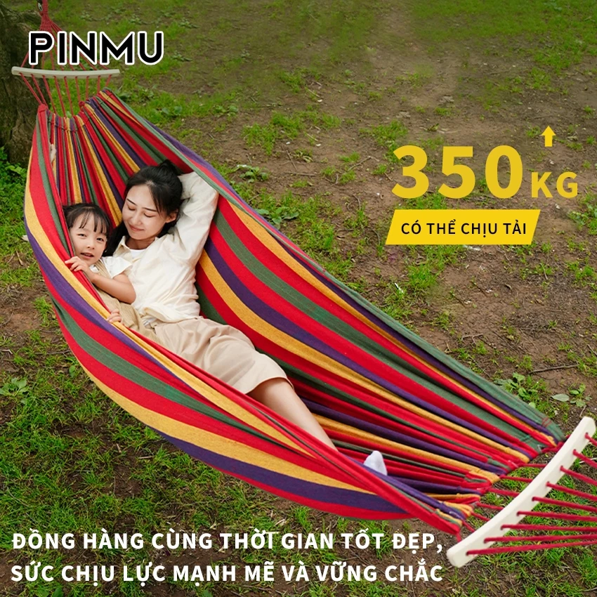 Võng PINMU du lịch dã ngoại CANVAS nhiều màu chống lật Cắm Trại Camping (Kèm Túi, Dây)