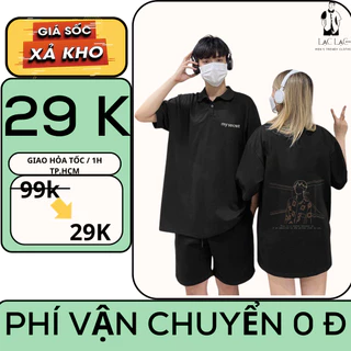 Áo polo màu xanh from rộng tay lỡ unisex , chất vải cá sấu dày dặn , không nhăn , vải rất mượt tay xịn xò ,hình thêu