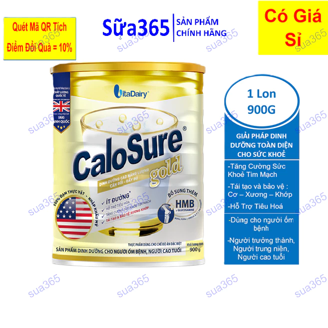 Sữa Calosure Gold ít đường 900g giúp tăng cường sức khỏe tim mạch, bảo vệ xương - VitaDairy