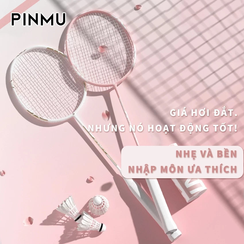 Vợt cầu lông PINMU  carbon vợt cầu lông đơn siêu nhẹ bền đẹp tặng kèm bao đựng và ba quả cầu nhựa