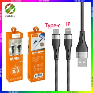 Dây Cáp Sạc Nhanh USB 2.4A/4A Cho iP/type-c Dài 1m Bện Kim Loại