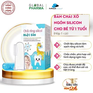 Bàn chải xỏ ngón silicon Midkid cho bé từ 1 tuổi, tưa lưỡi mềm mại, an toàn, có hộp đựng sạch sẽ