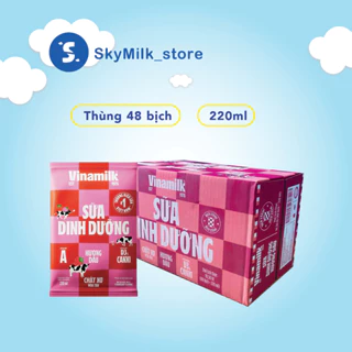 Sữa dinh dưỡng vinamilk vị dâu 220ml (1 thùng 48 bịch)