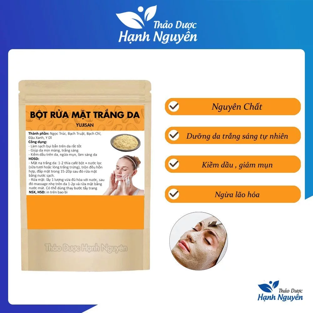 Bột yujisan 100g, bột yuji rửa mặt thảo dược, đắp mặt trắng da, công thức cổ truyền