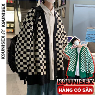 Áo len cardigan nam cổ V dáng rộng caro, Cardigan len nam form rộng hàn quốc oversize mặc đi học đi chơi MY54