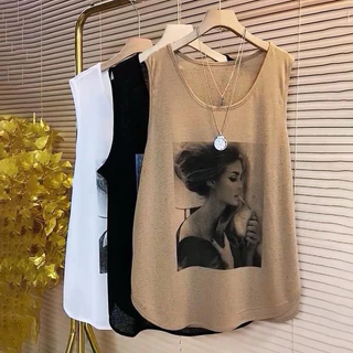 Áo thun ba lỗ sát nách vạt bầu cá tính in hình cô gái bán chạy tank top đang hot hit trong mùa hè này.