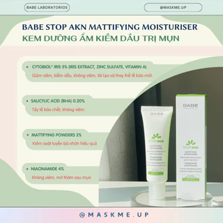 Kem Dưỡng BABÉ - BABE Laboratorios Mattifying Moisturiser kiềm dầu, giảm mụn 50ml