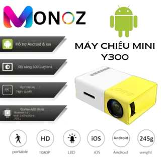 Monoz Y300 Máy Chiếu Máy Chiếu Mini Di Động HD 1080P Điện Thoại Laptop Android HDMI USB Máy Chiếu Nhỏ