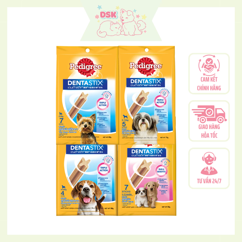 Bánh Thưởng Chăm Sóc Răng Miệng Cho Chó Pedigree Dentastix - Gói 56/60/75/98gr