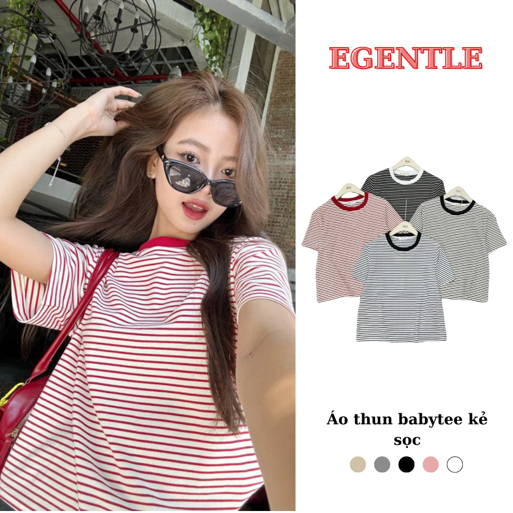 Áo thun babytee kẻ sọc form vừa basic dễ phối đồ egentlehanoi