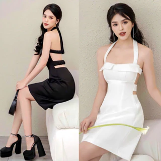 Đầm hở lưng MINA dáng ôm body dự tiệc quyến rũ chất Taffeta MN227