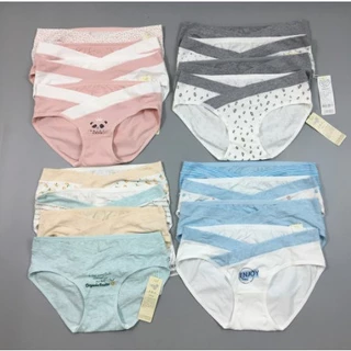 Quần lót bầu sau sinh cạp chéo cotton CAO CẤP cho bà bầu sinh thường hoặc sinh mổ size từ 43 - 85kg( set 4 quần)