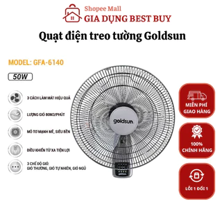 Quạt điện treo tường Goldsun GFA 6140 công suất 50W, 3 tốc độ gió làm mát, điều khiển từ xa tiện lợi