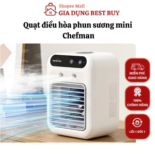 Quạt điều hòa phun sương mini Chefman CM D124 dung tích 500ml 2 tốc độ gió 3 chế độ phun sương, cổng USB tiện lợi